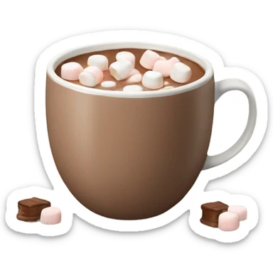 Light beige mug of hot chocolate with marshmallows  sticker