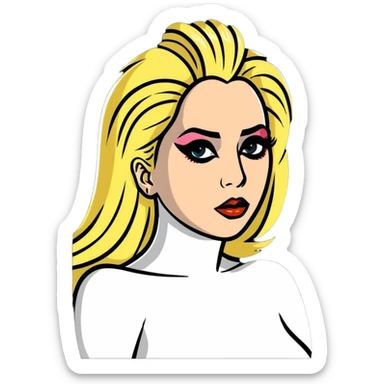 Lady Gaga with dramatic makeup and costume sticker