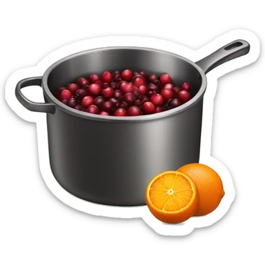 Saucepan with oranges cranberries and cinnamon  sticker
