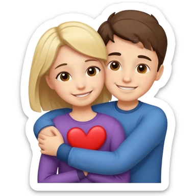Boy and girl hugging each other in love sticker