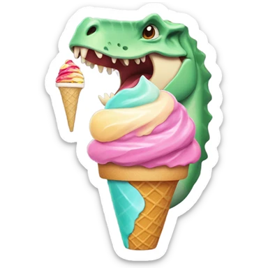Iguanodon eating ice cream  sticker