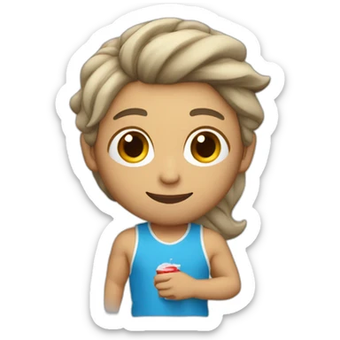 Runner con cola de pelo gris y aros en las orejas sticker