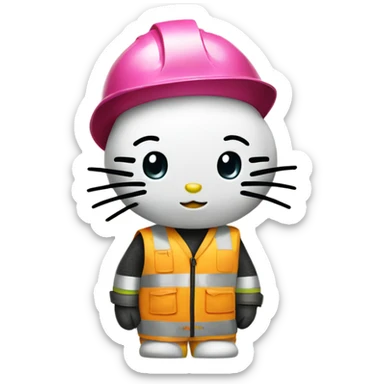 Hello kitty dressed in construction gear sticker