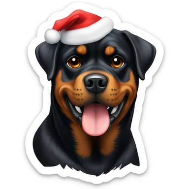Rottweiler with Santa hat  sticker