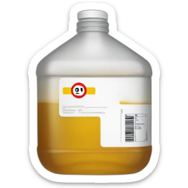 half-filled one-liter oil container sticker