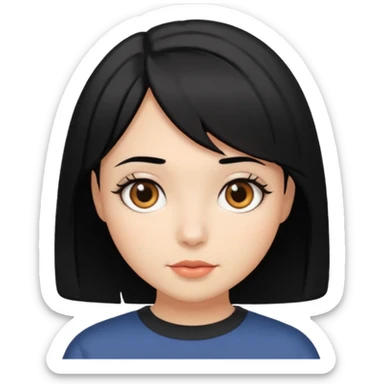 chica con pelo  negro y media melena y ojos castaños sticker
