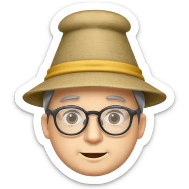 Man with glasses wearing a tall funny hat. sticker