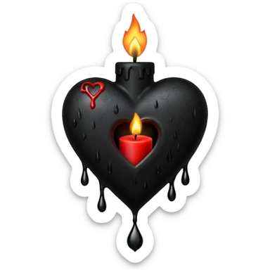 realistic gothic heart with a black candle sticker