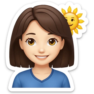 chibi brunette sunshine woman sticker