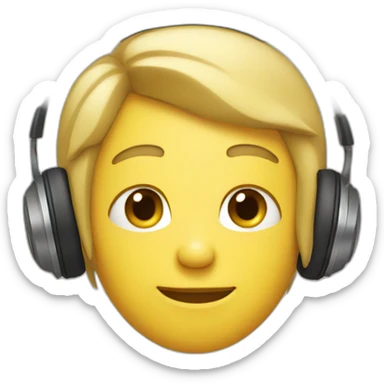 cartoon character with headphones sticker