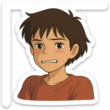 ghibli style biting lip sticker