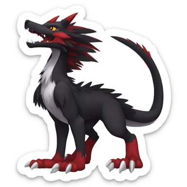 Anthro cool black red nargacuga sergal animal hybrid Fakemon full body sticker