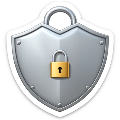 security shield with a padlock on top, cartoonish style sticker