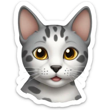 a cat with a bright gray spot on its head sticker