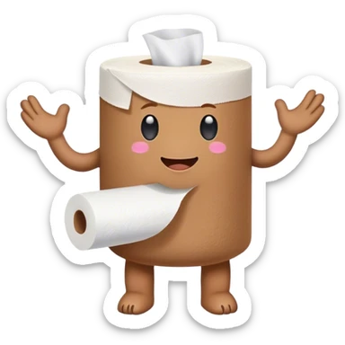 poo standing holding hands with a toilet paper sticker