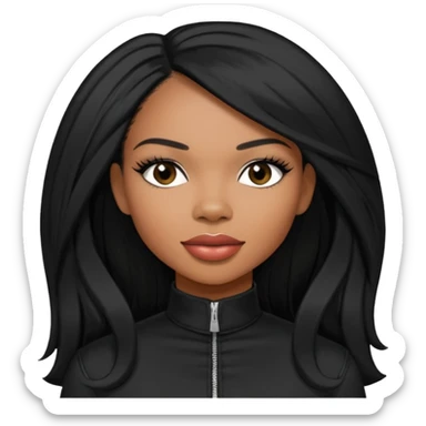 Tenitra Michelle Williams, R&B Singer (b.1979) from Destiny's Child with long jet black hair, medium dark skin, black outfit sticker