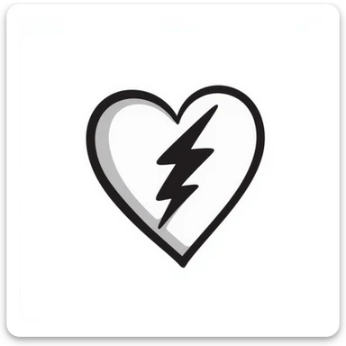 heart with a lightning bolt, hand-drawn sticker