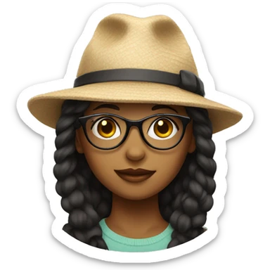 girl with cool glasses and a hat sticker