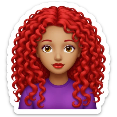 pretty girl black light skin, red long curly hair  sticker