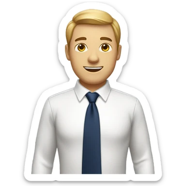 A modern man with glass white shirt and  navy blue tie waving hands sticker