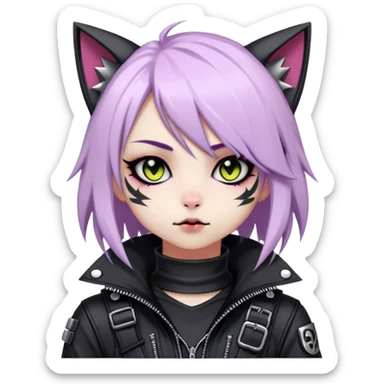 Edgy Kawaii Cute Cool Cartoon Anime Punk Techwear Gothic Catgirl sticker