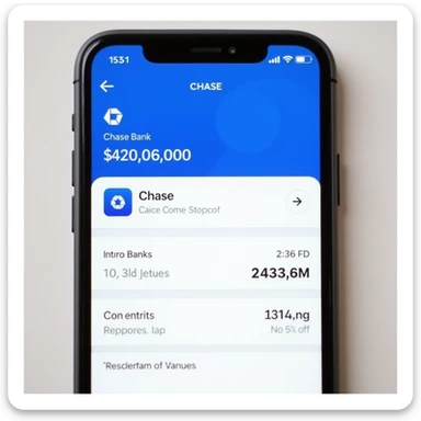 a iphone screenshot showing a chase bank balance of -$420,069,000, "deposit error" sticker