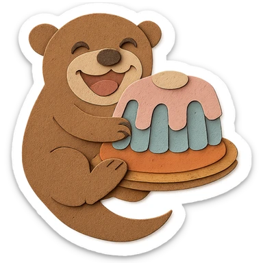 Convert this image to a perfect paper-craft style, making it look like real layered paper with soft shadows and texture, while keeping all other design elements unchanged and maintaining a transparent background. sticker