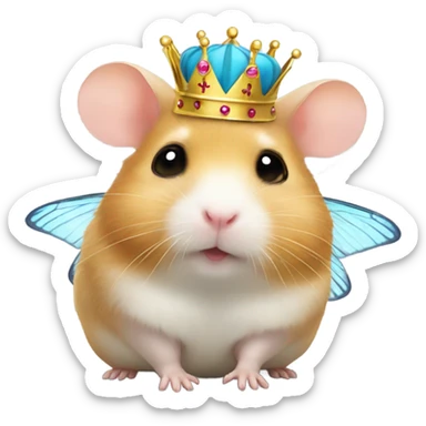 Hamster with butterfly wings and a crown  sticker