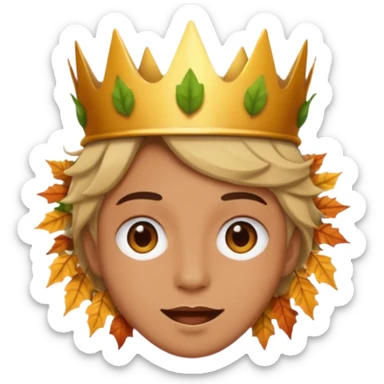 fall ecstatic emoticon artsy slightly creepy crown of leaves but make the base a normal emoji sticker