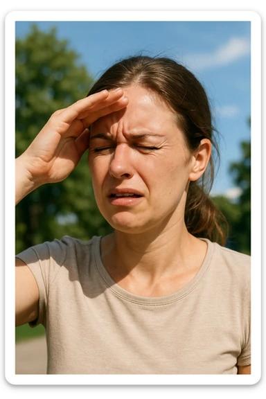 Donna che ha male agli occhi con il sole sticker