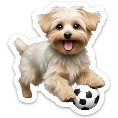 Yorkipoo playing soccer sticker