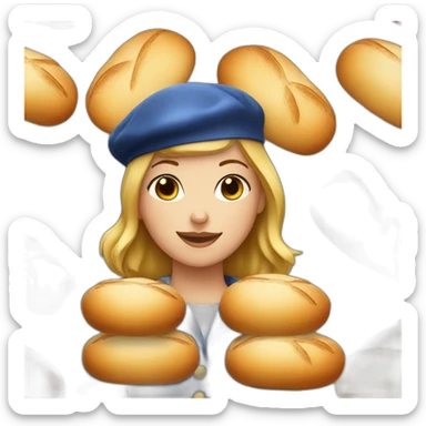 french-girl-with-bread-and-beret sticker