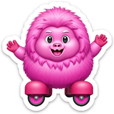 fat rainbow pink red yeti roller skating  sticker