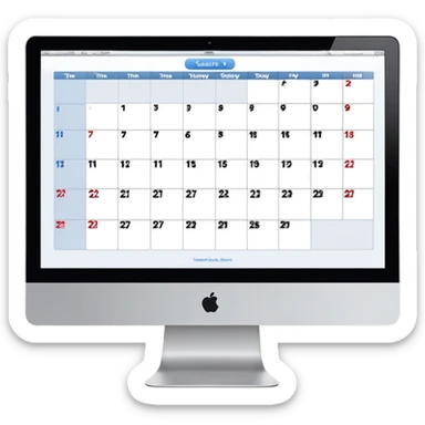 front-facing iMac showing a single day calendar with time slots listed vertically and several booked client slots sticker