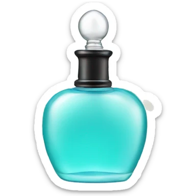 an aqua perfume bottle sticker