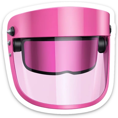 pink welding visor, full face protection with pink tinted viewing panel, protective gear sticker