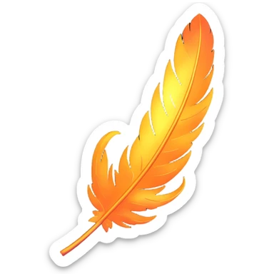 a single phoenix feather, surrounded by sparks, ethereal and fantasy-inspired sticker