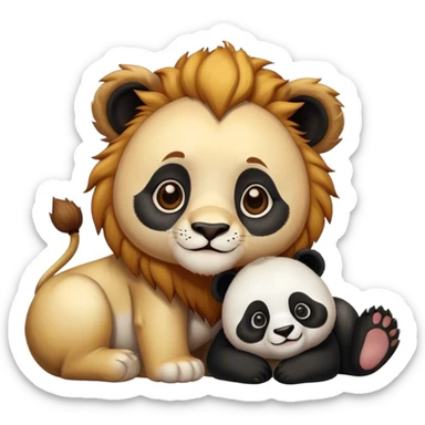 Cute Lion and panda together sticker