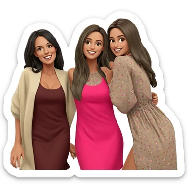happy girls outdoors in dresses sticker
