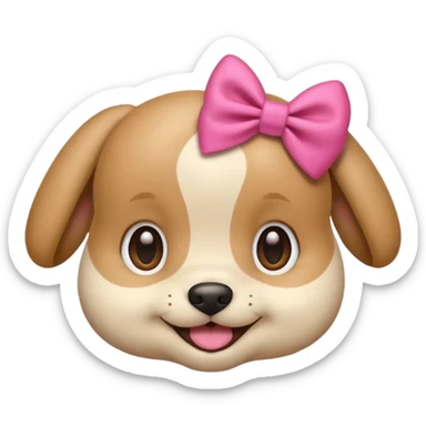 This puppy HEAD 🐶 with a pink bow, please in apple ios emoji stylem sticker