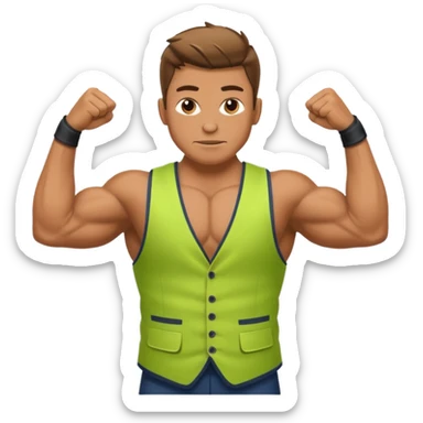 A fir person wearing vest only upper body reflexing muscles sticker
