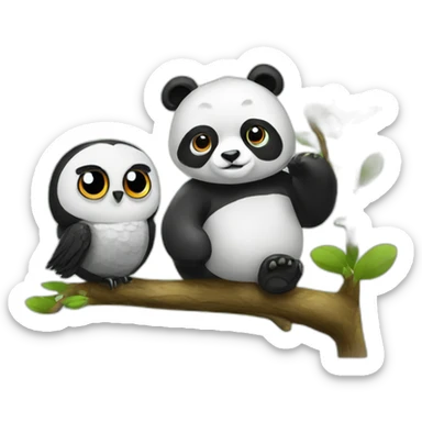 A Panda and an owl sticker