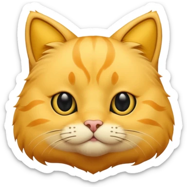 a yellow cat head with black eyes and not too chubby cheeks sticker