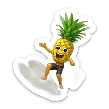 Ananas surfing on a wave sticker
