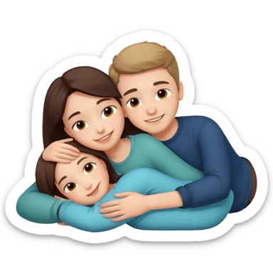 Boy and girl together close relationship cute Laying down hugging sticker