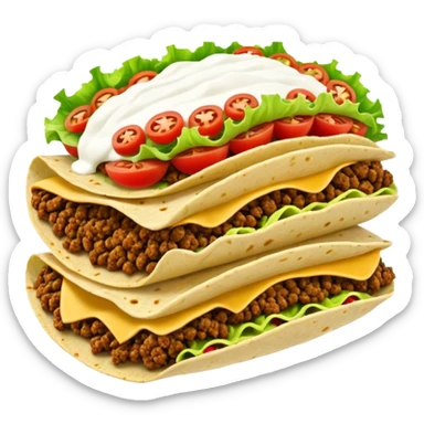layered taco with stacked shells and fillings sticker
