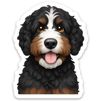 Black and brown Bernedoodle with no white fur  sticker