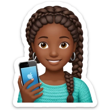 iphone 17 + a caribbean girl, no bathsuit just a regular girl with braid or nappy hair  sticker