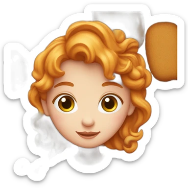 Un garçon amoureux d’une fille rousse qui lui apporte un plat de pâtes sticker