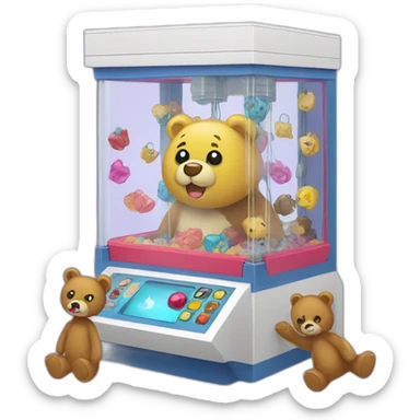 Claw machine with bears sticker